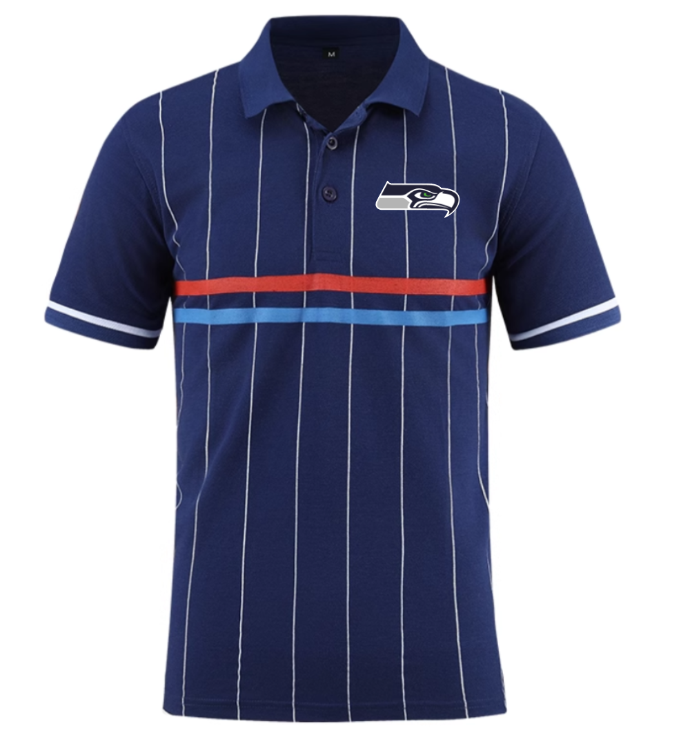 Seattle Seahawks blue Men 2025 NFL polo T shirt